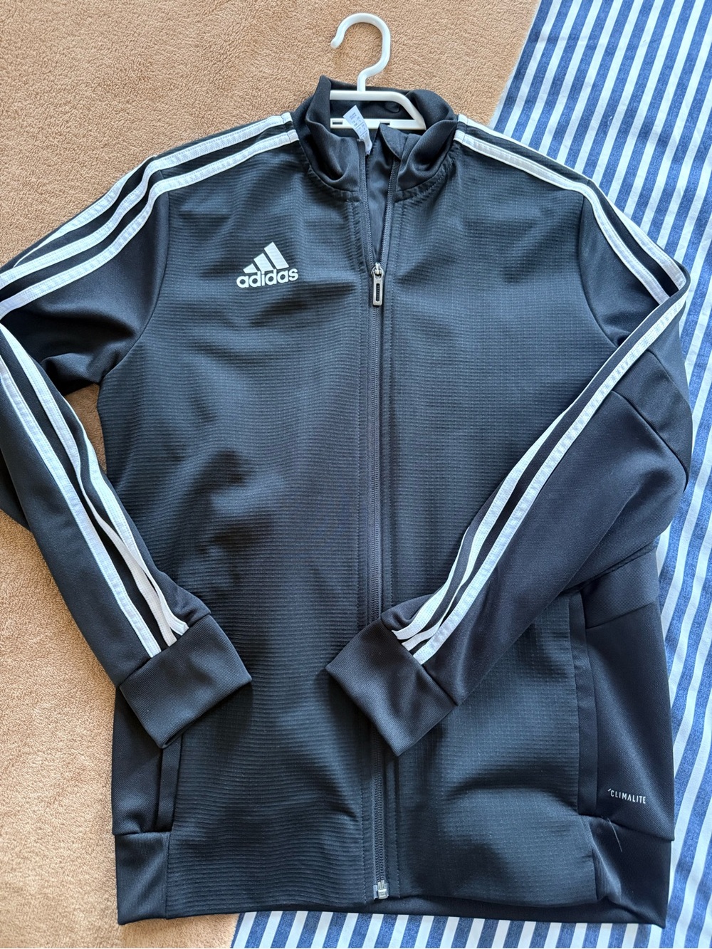 Adidas Black Track Jacket with White 3-Stripes